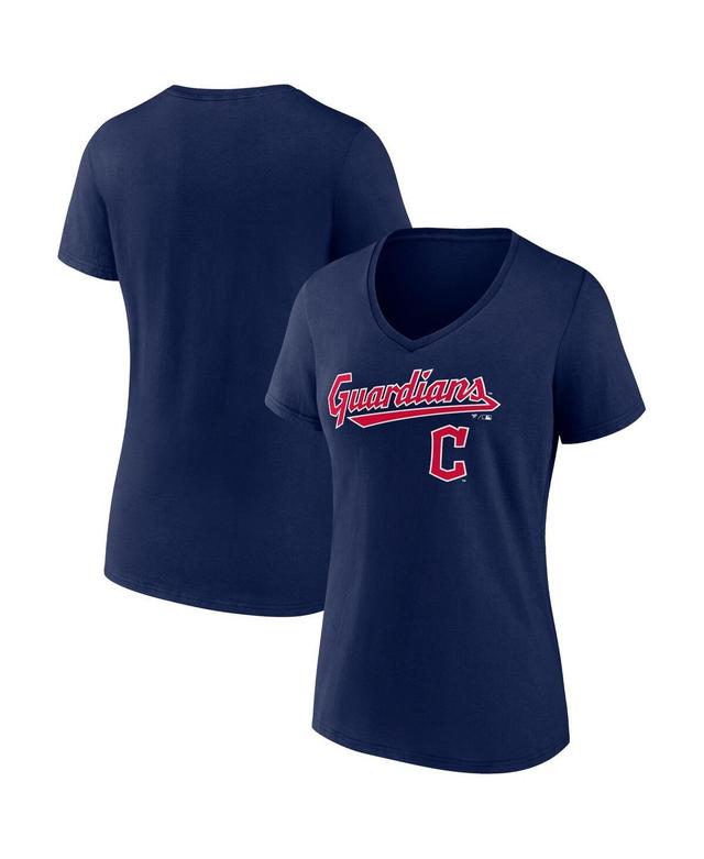 Womens Fanatics Navy Cleveland Guardians Team Lockup V-Neck T-shirt Product Image