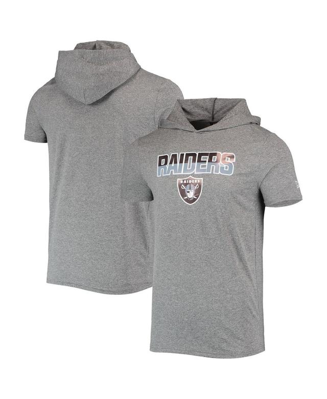 Mens New Era Heathered Gray Las Vegas Raiders Team Brushed Hoodie T-Shirt Product Image