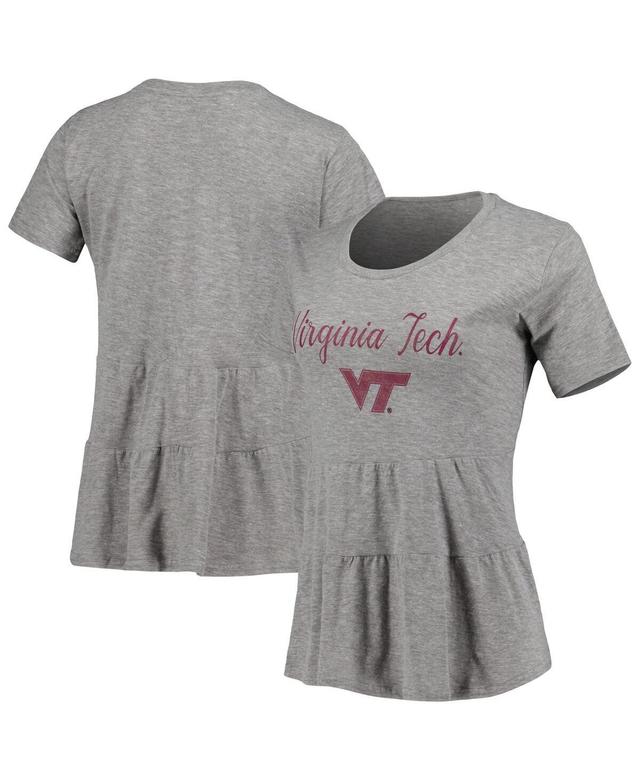 Womens Gray Virginia Tech Hokies Willow Ruffle-Bottom T-Shirt Product Image