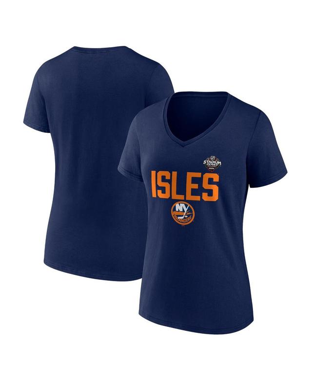 Womens Fanatics Navy New York Islanders 2024 Nhl Stadium Series Logo V-Neck T-shirt Product Image