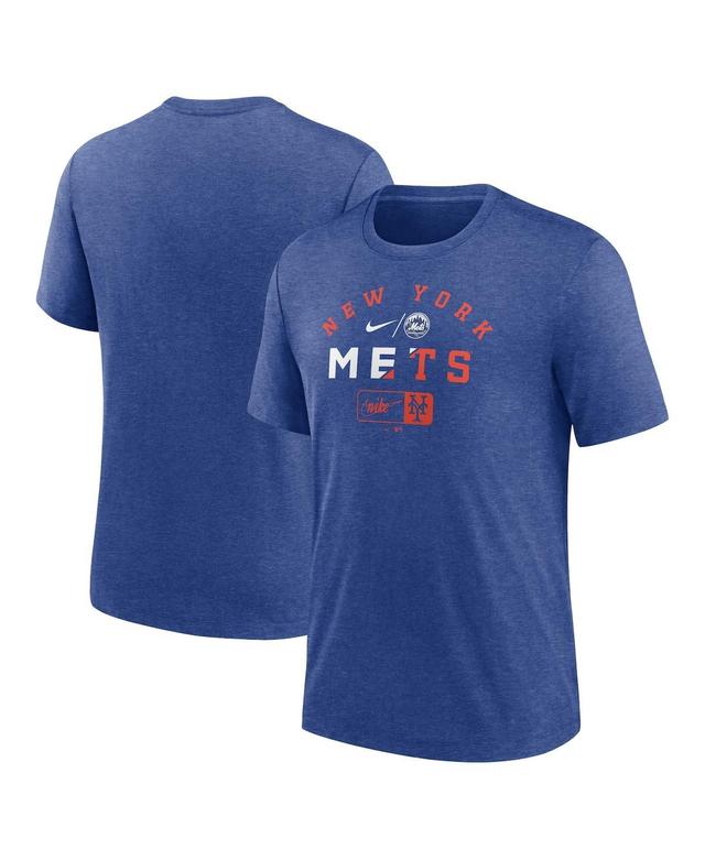 NIKE Heather Royal New York Mets Rewind Review Slash Tri-blend T-shirt Product Image