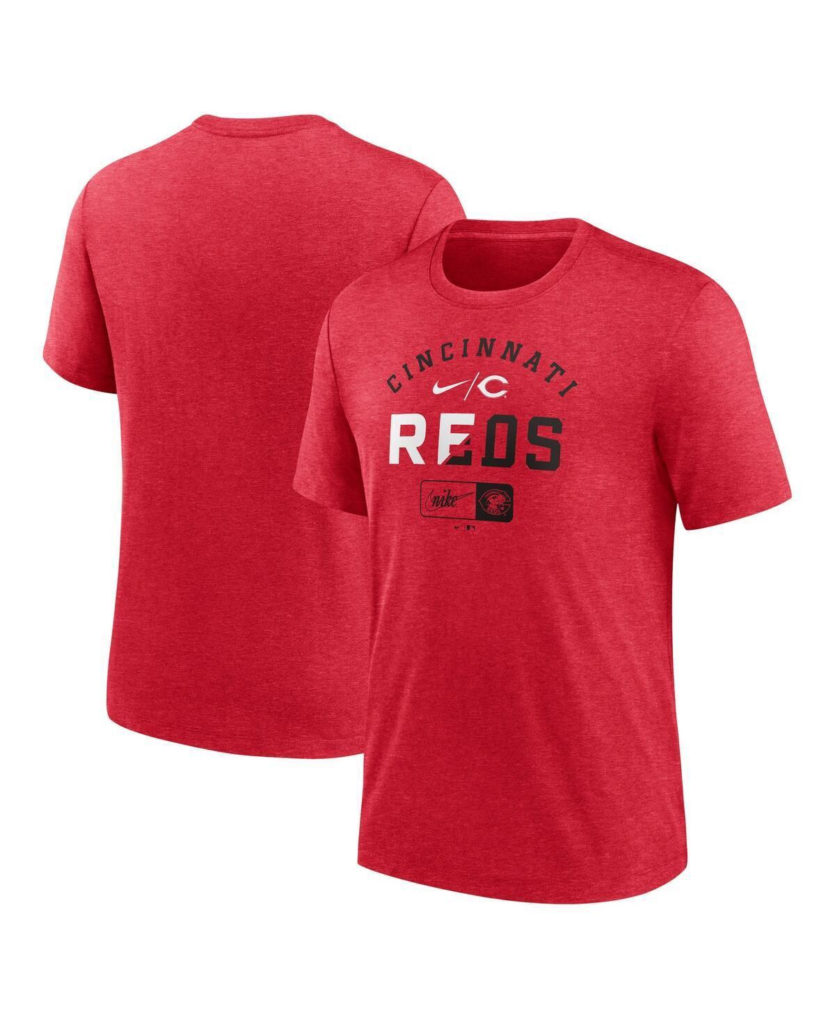 Men's Nike  Heather Red Cincinnati Reds Rewind Review Slash Tri-Blend T-Shirt Product Image