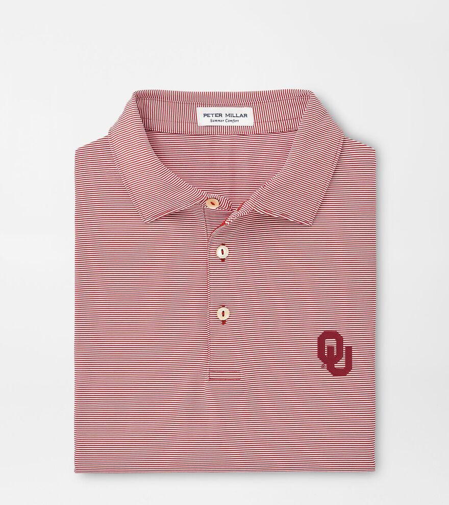 Peter Millar Mens Oklahoma Jubilee Stripe Performance Polo | Color: Crimson | Size: 3XL Product Image