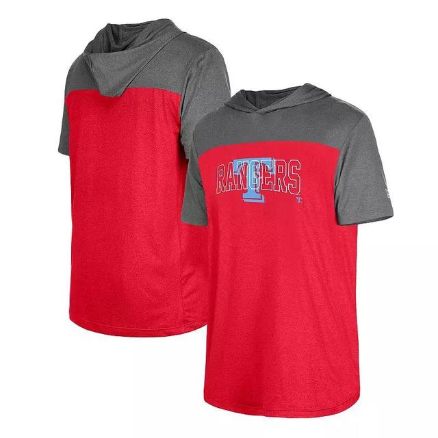 Mens New Era Texas Rangers Active Brushed Hoodie T-Shirt Product Image