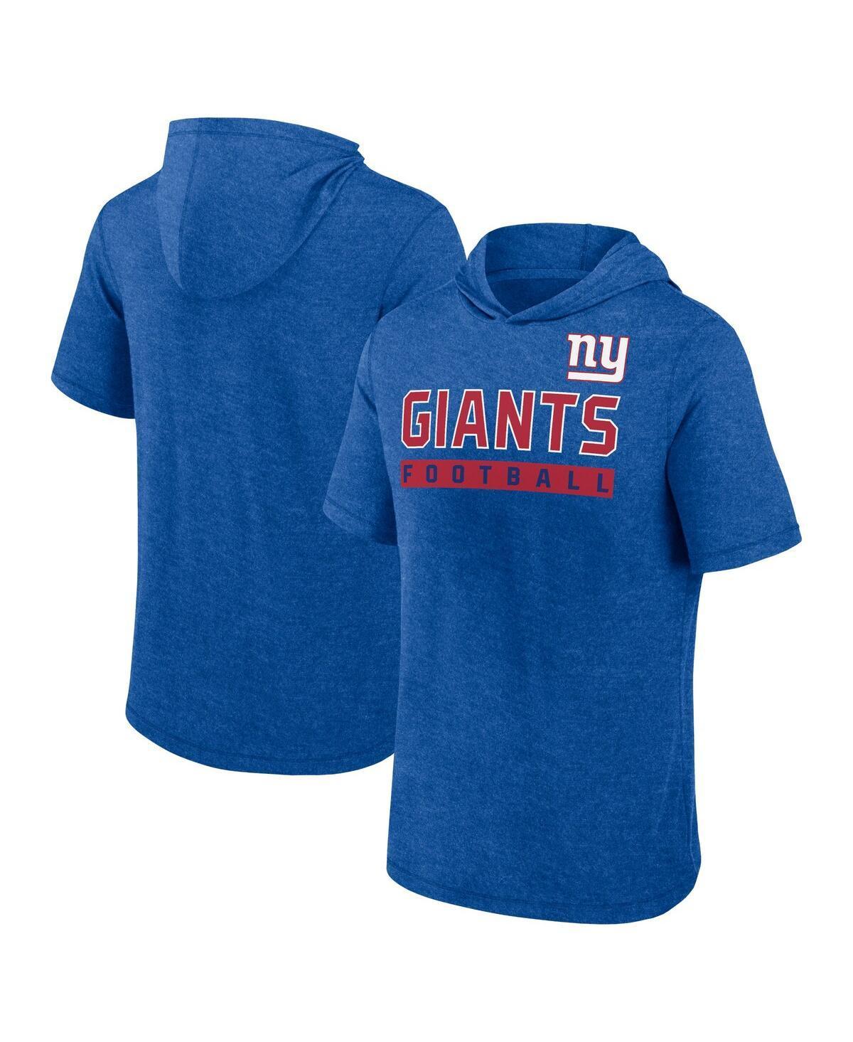 Fanatics Mens Heather Royal New York Giants Push Short Sleeve Pullover Hoodie Product Image