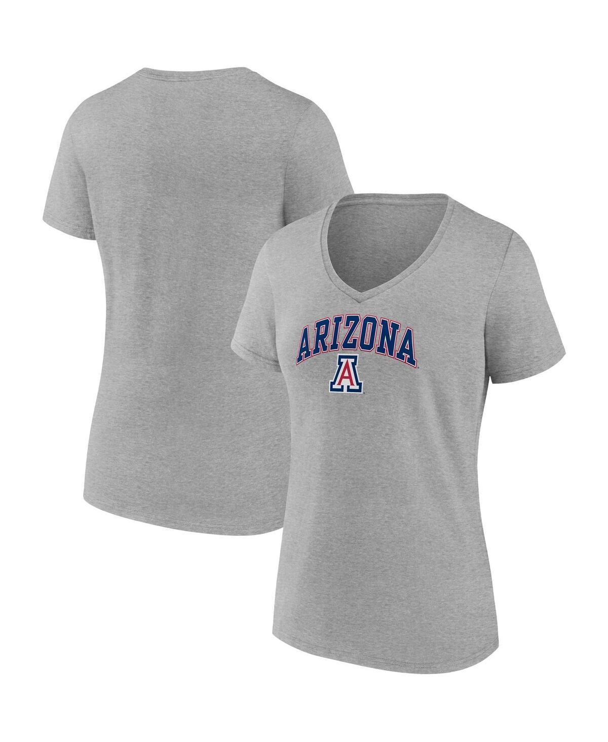 Womens Fanatics Heather Gray Arizona Wildcats Evergreen Campus V-Neck T-shirt Product Image