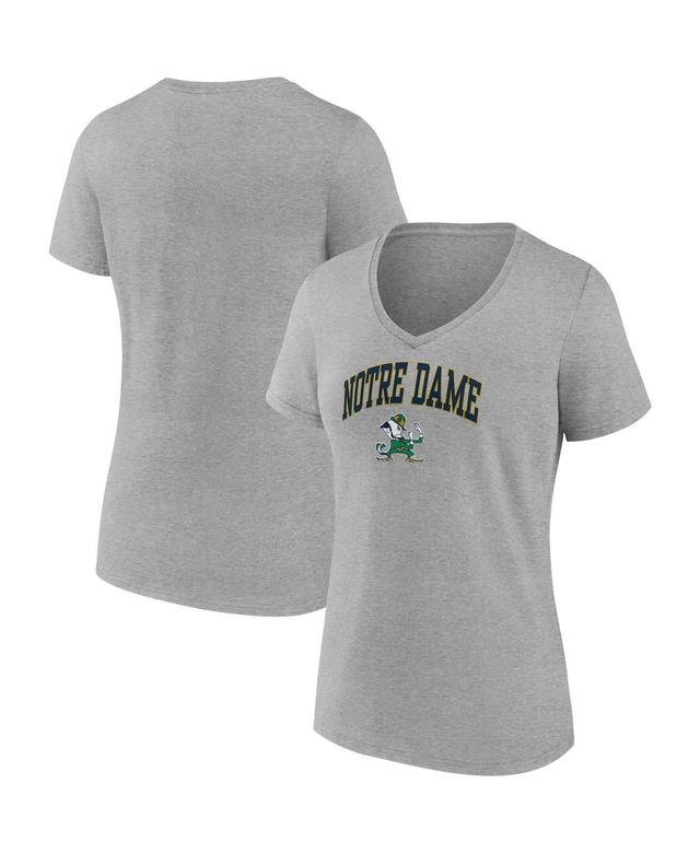 Womens Fanatics Branded Heather Gray Notre Dame Fighting Irish Evergreen Campus V-Neck T-Shirt Product Image