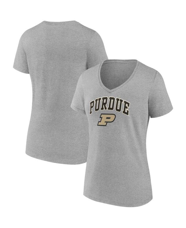 Womens Fanatics Heather Gray Purdue Boilermakers Evergreen Campus V-Neck T-shirt Product Image