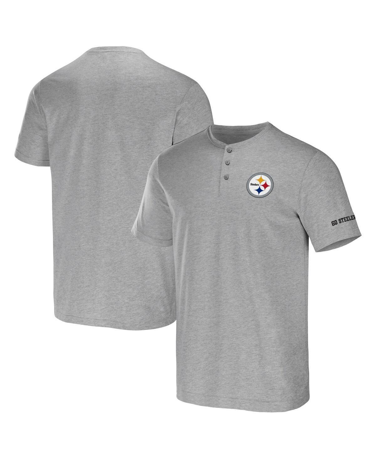 Mens Nfl x Darius Rucker Collection by Fanatics Heather Gray Pittsburgh Steelers Henley T-shirt Product Image