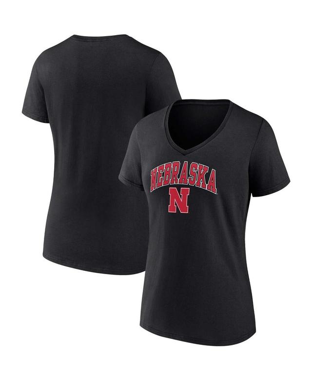 Womens Fanatics Black Nebraska Huskers Evergreen Campus V-Neck T-shirt Product Image