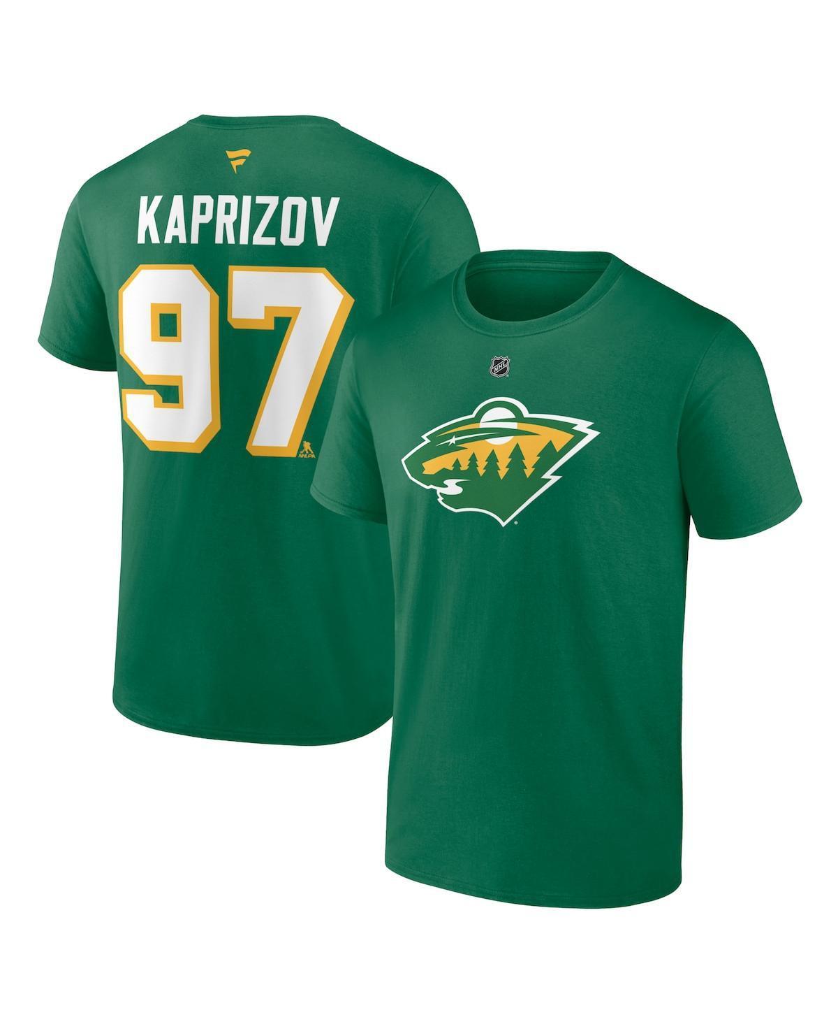 Mens Fanatics Green Kirill Kaprizov Minnesota Wild Authentic Stack Name and Number T-shirt Product Image