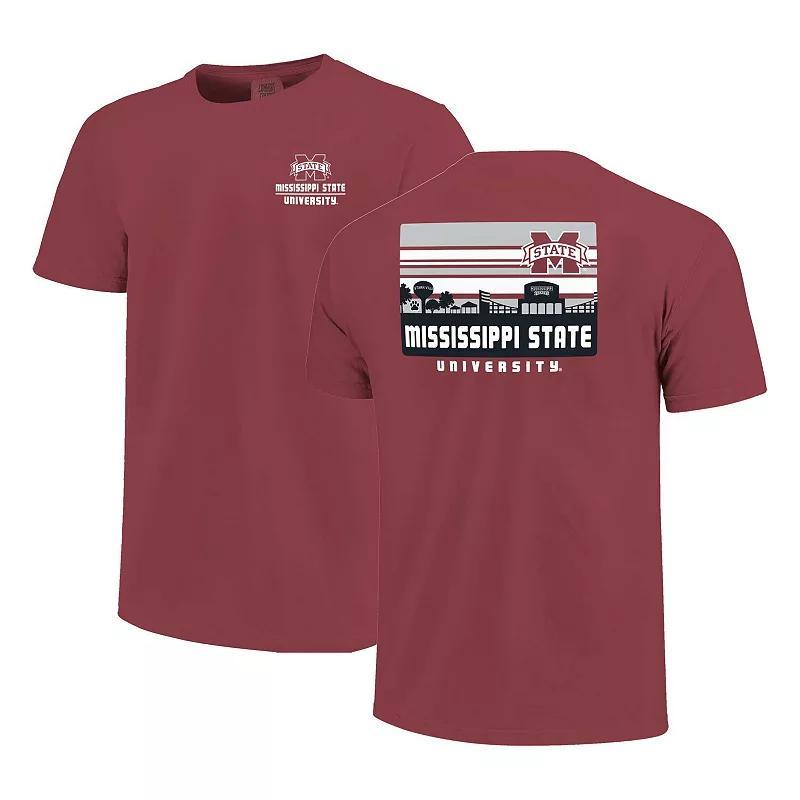 Mens Maroon Mississippi State Bulldogs Striped Campus Skyline T-Shirt Product Image