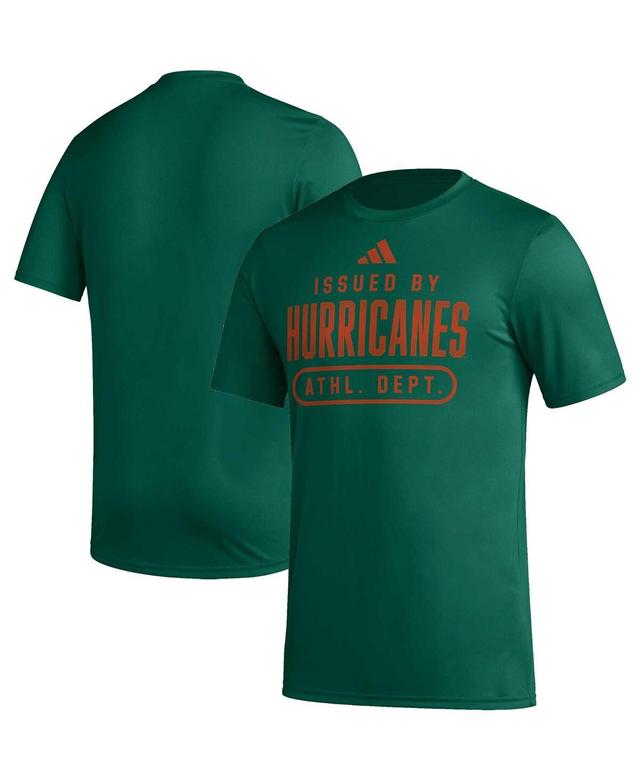 Mens adidas Green Miami Hurricanes Sideline Aeroready Pregame T-shirt Product Image