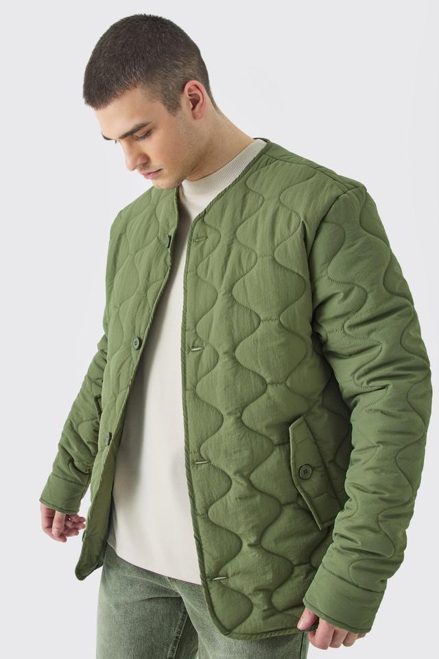 Mens Green Tall Onion Quilted Liner Jacket, Green Product Image