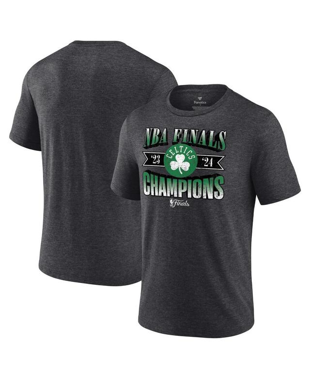 Mens Fanatics Heather Charcoal Boston Celtics 2024 NBA Finals Champions Full Court Pressure Retro Tri-Blend T-Shirt Product Image