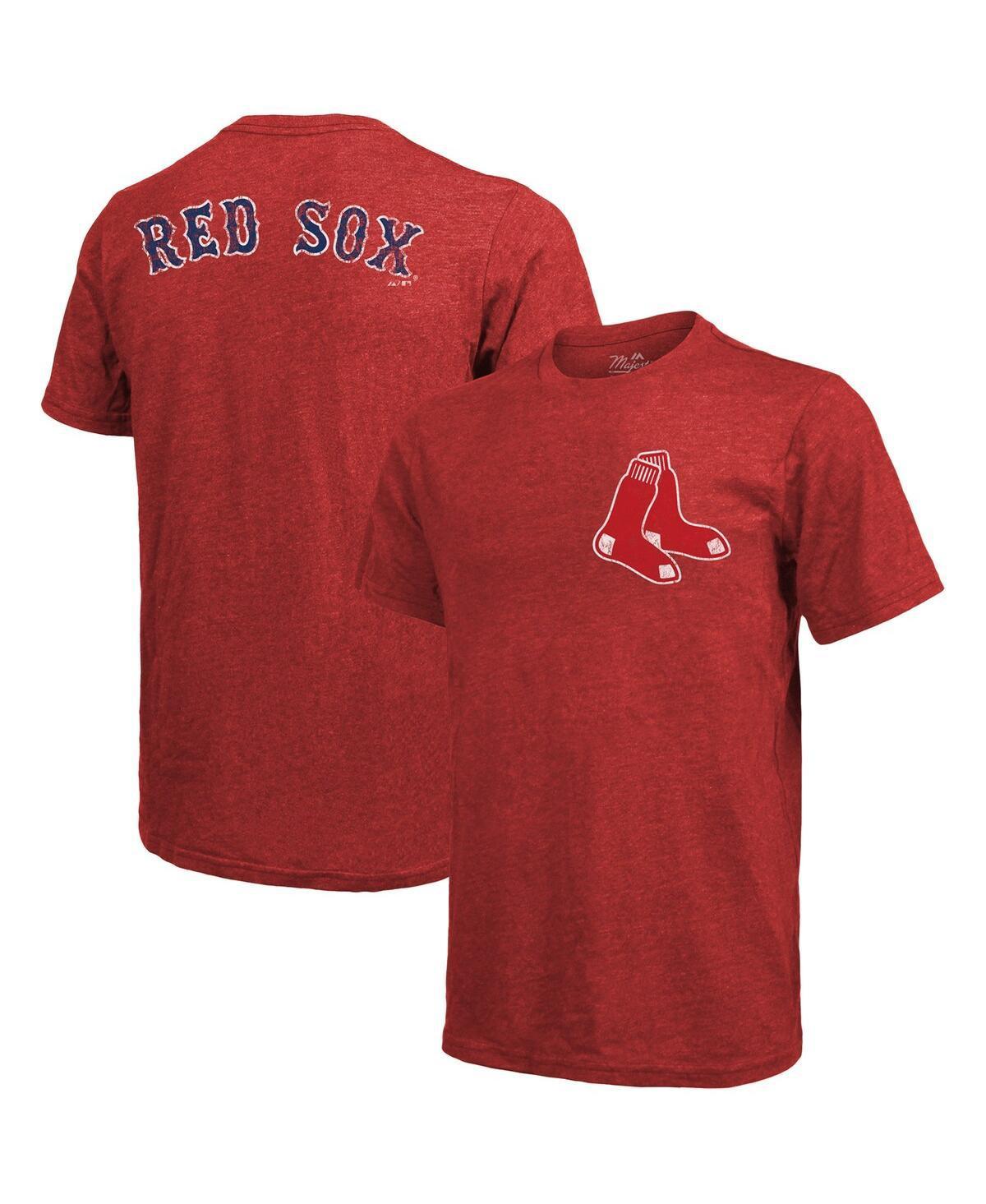 Mens Majestic Threads Red Boston Red Sox Throwback Logo Tri-Blend T-shirt Product Image