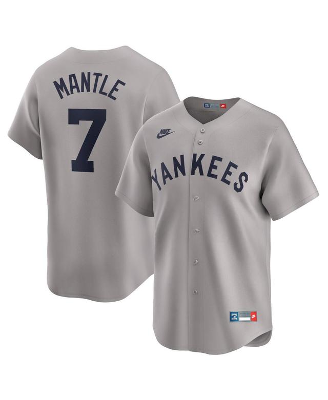 Nike Mens Mickey Mantle Gray New York Yankees Throwback Cooperstown Collection Limited Jersey - Gray Product Image