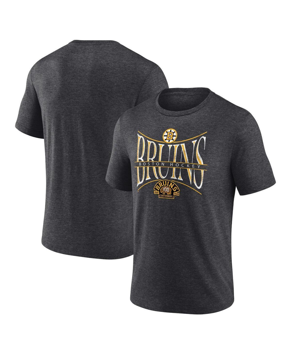 Mens Fanatics Heather Charcoal Distressed Boston Bruins Centennial Hockey Tri-Blend T-shirt Product Image