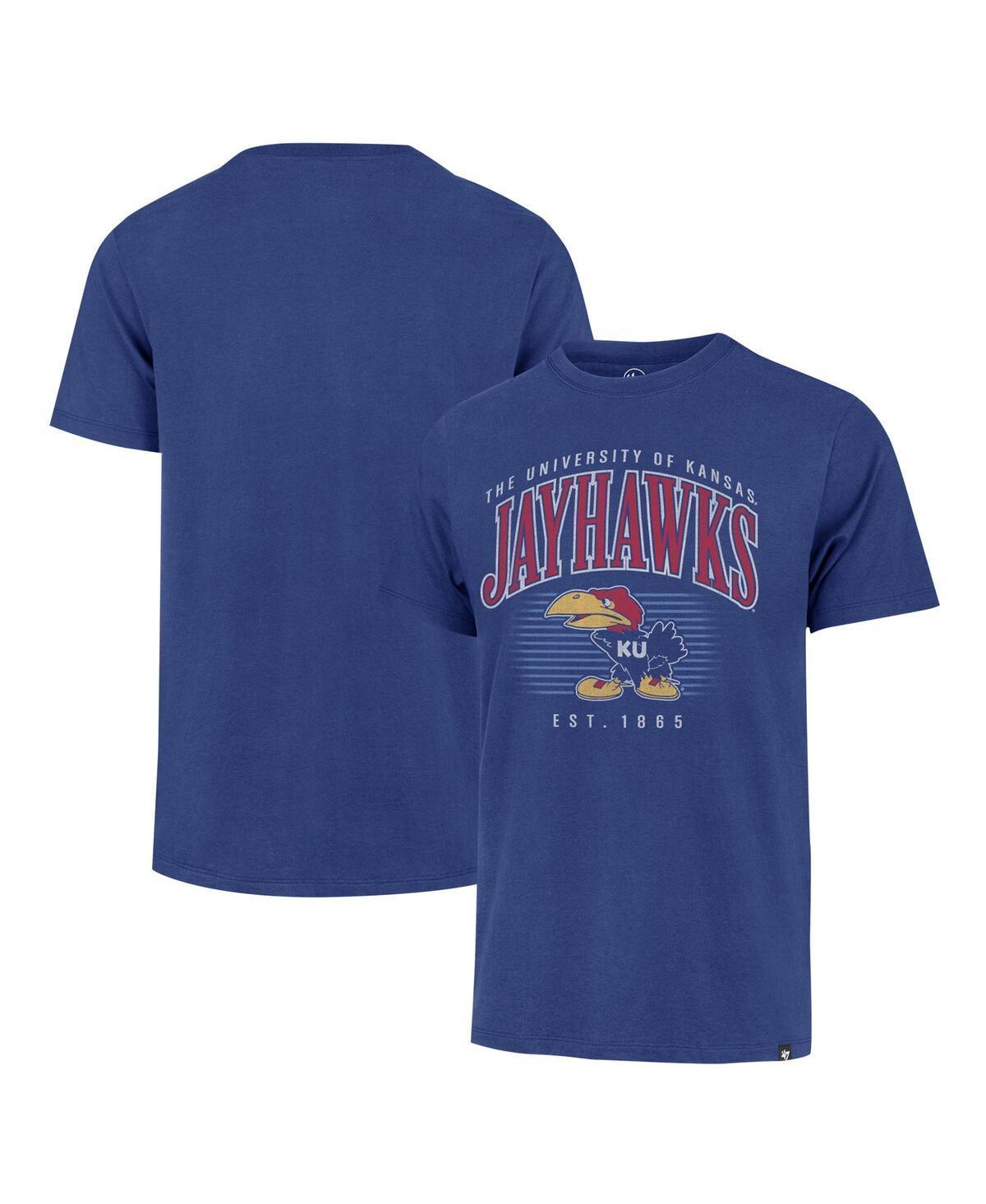 47 Brand Mens Royal Kansas Jayhawks Double Header Franklin T-Shirt Product Image