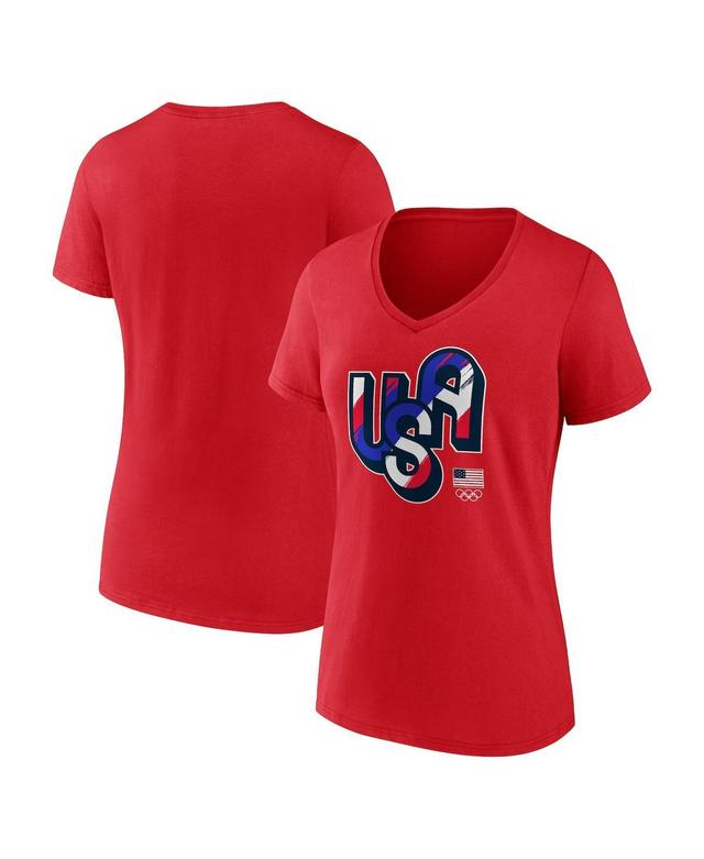 Womens Fanatics Red Team USA Painting Paris 2024 Olympics V-Neck T-Shirt Product Image