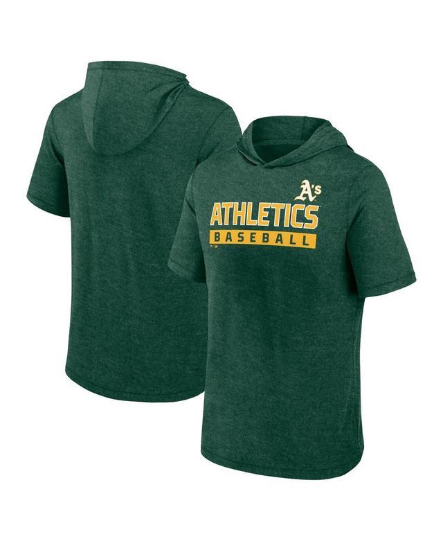 Fanatics Mens Heather Green Oakland Athletics Push Short Sleeve Pullover Hoodie Product Image