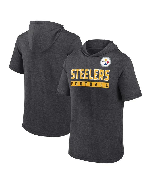 Fanatics Mens Heather Charcoal Pittsburgh Pirates Push Short Sleeve Pullover Hoodie Product Image