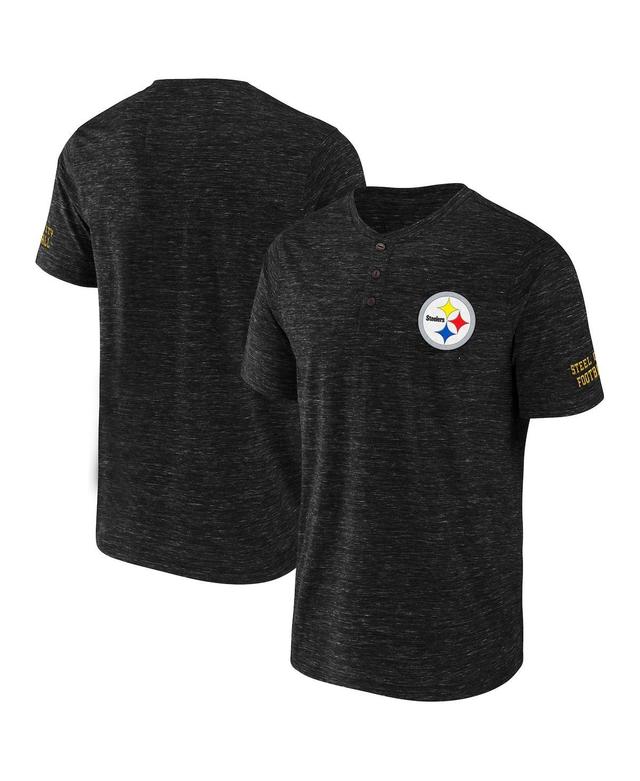 Mens Nfl x Darius Rucker Collection by Fanatics Black Pittsburgh Steelers Slub Henley T-shirt Product Image