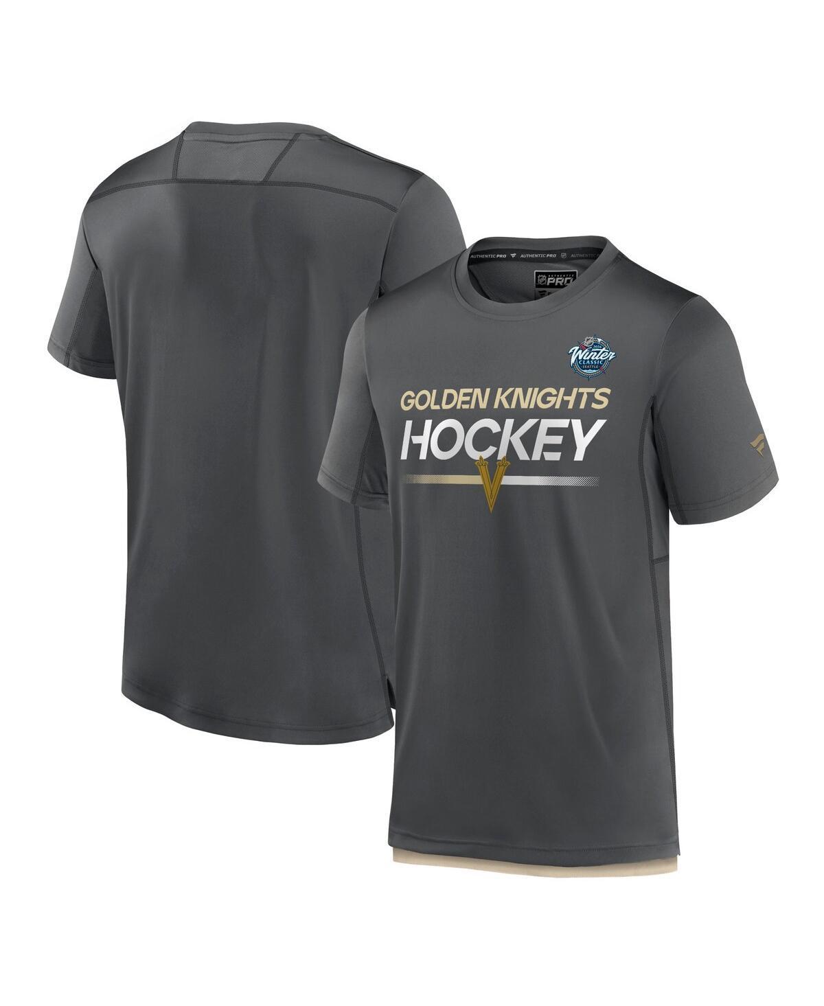 Mens Fanatics Charcoal Vegas Golden Knights 2024 Nhl Winter Classic Authentic Pro Tech T-shirt Product Image