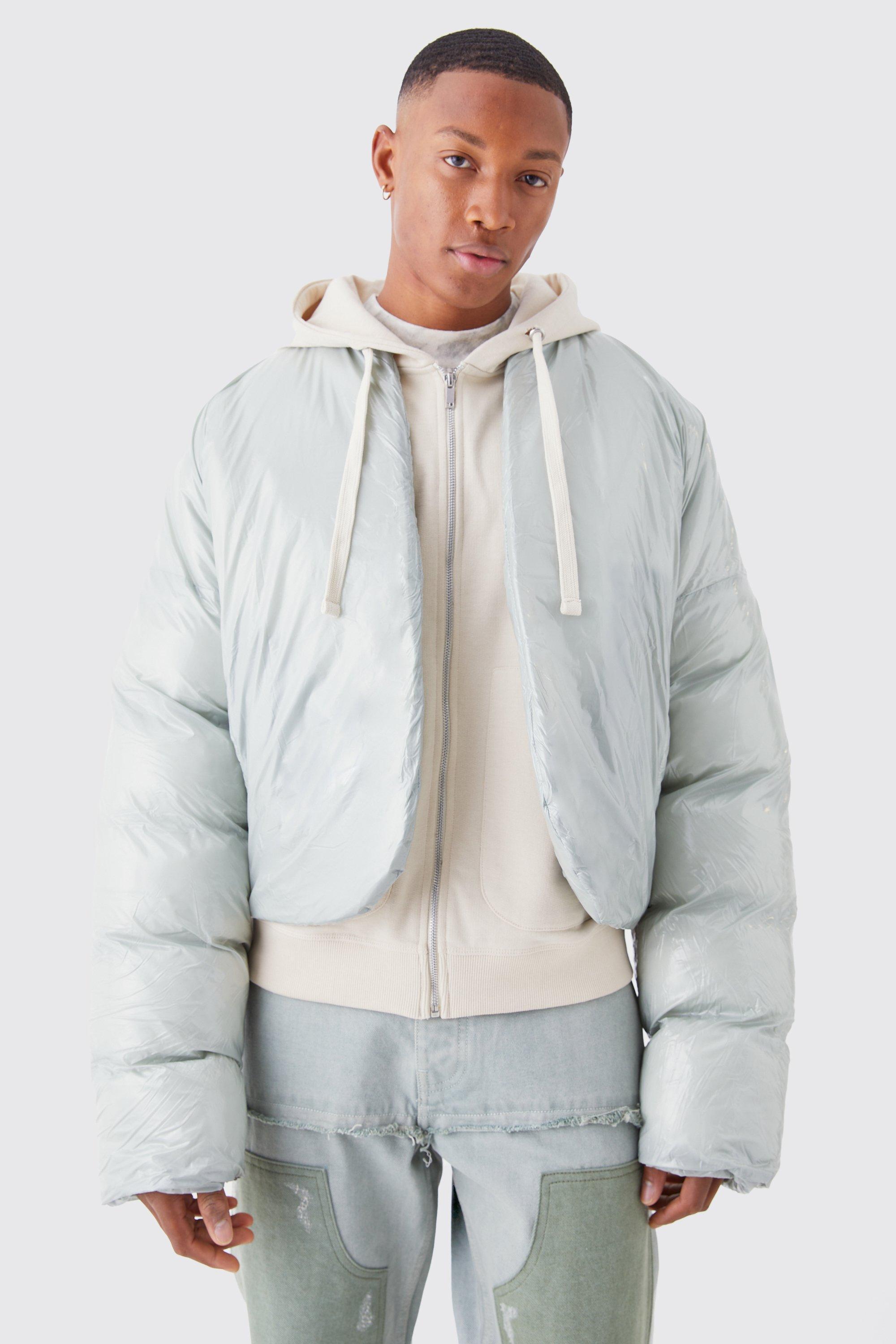 Boxy High Shine Volume Padded Puffer Bomber | boohooMAN USA Product Image