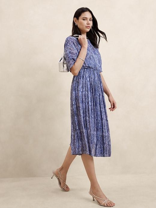 Chiffon Pleated Midi Dress Product Image