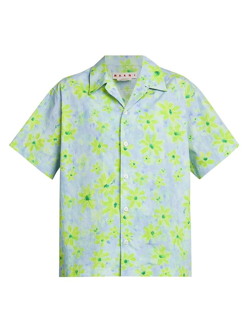 Womens Floral Short Sleeve Cotton Shirt Product Image