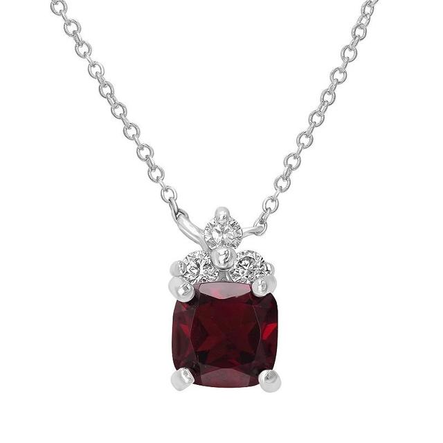 Gemistry Sterling Silver Stone & Cubic Zirconia Cushion Cut Pendant Necklace, Womens Red Product Image