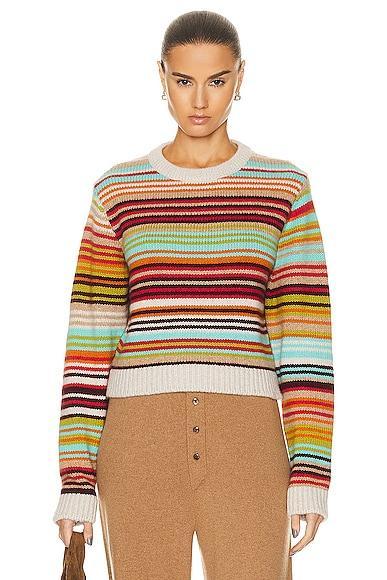 The Elder Statesman Vista Stripe Crew Sweater in Red Product Image