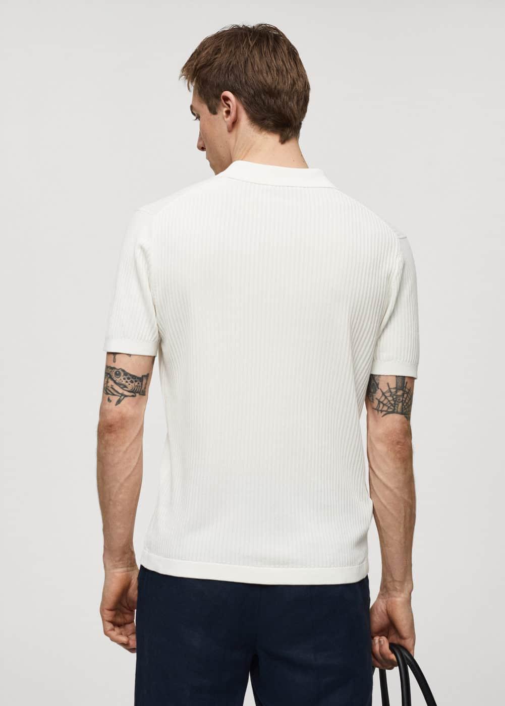 MANGO MAN - Knit cotton polo shirt off whiteMen Product Image