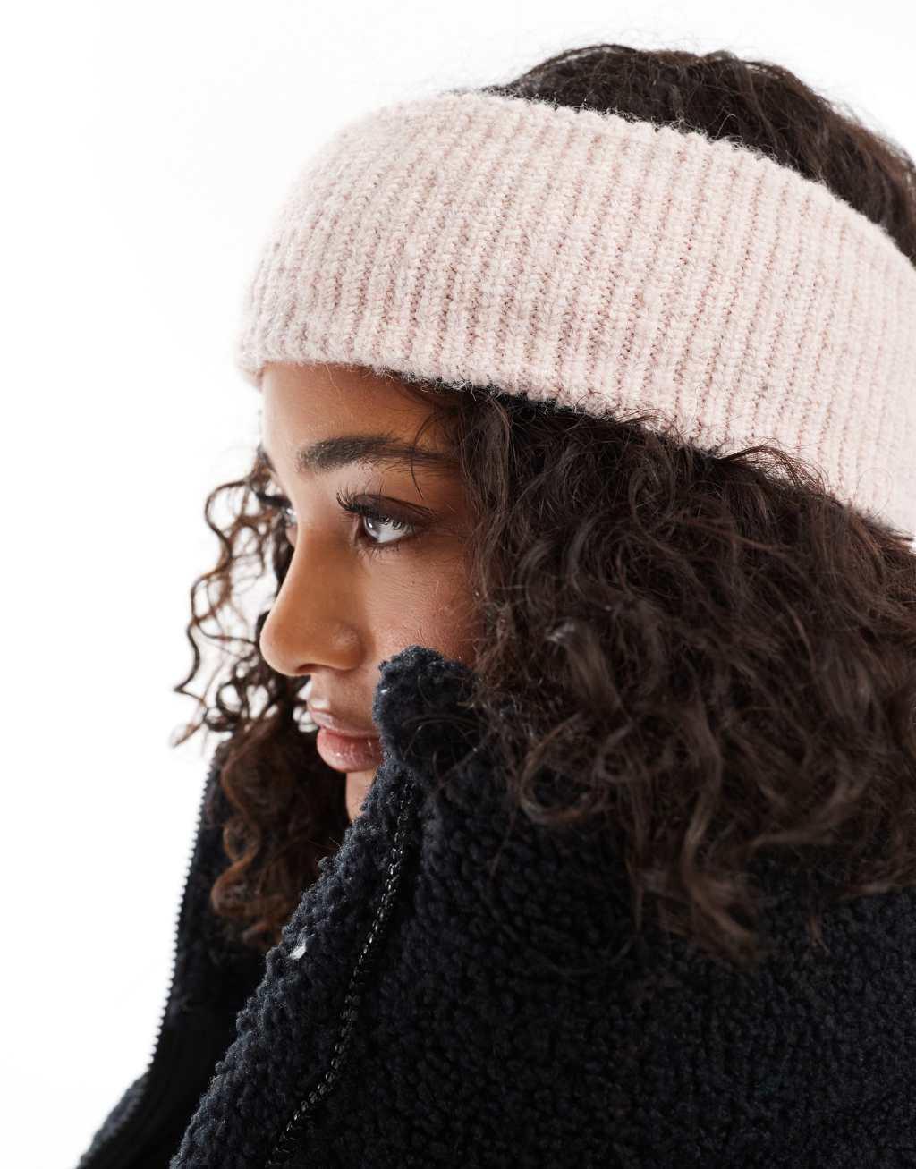 ASOS DESIGN knit rib headband in light pink Product Image