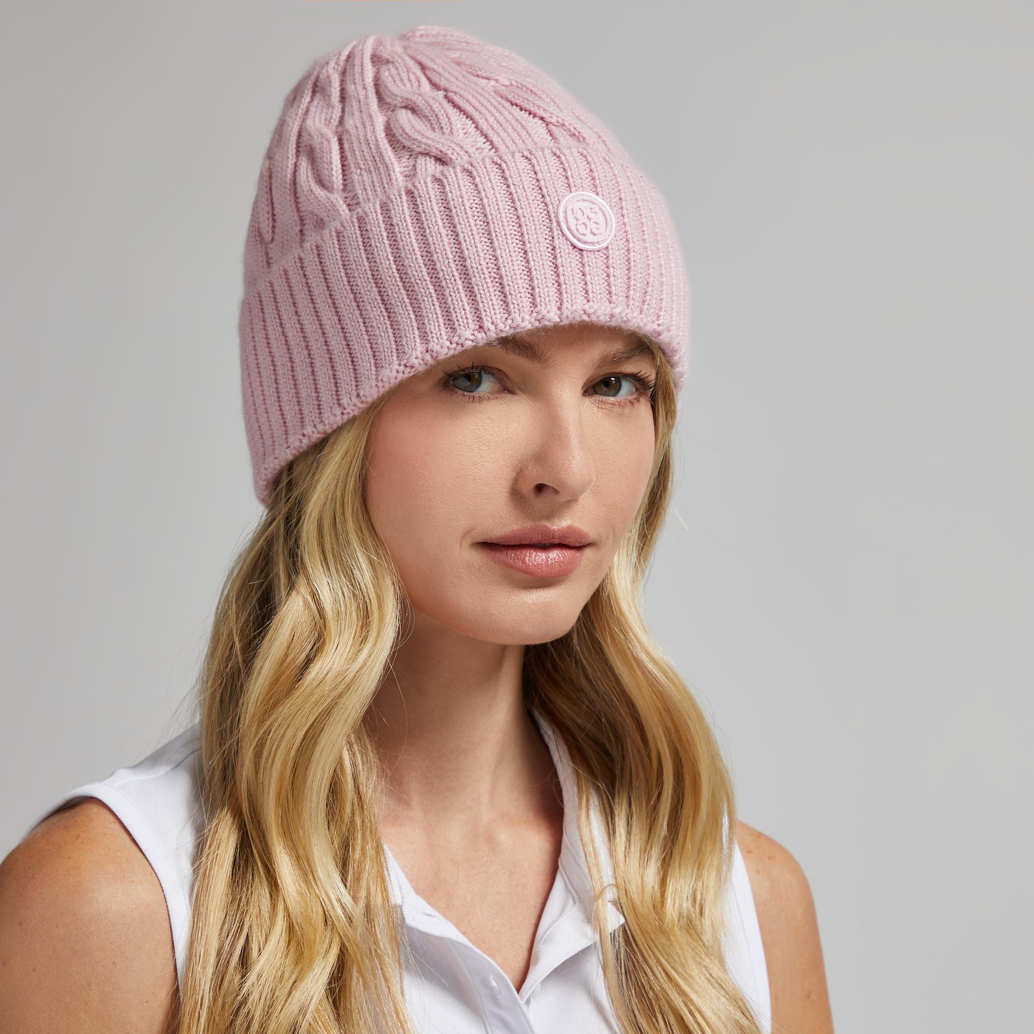 CIRCLE G'S CASHMERE CABLE KNIT RIBBED BEANIE Product Image