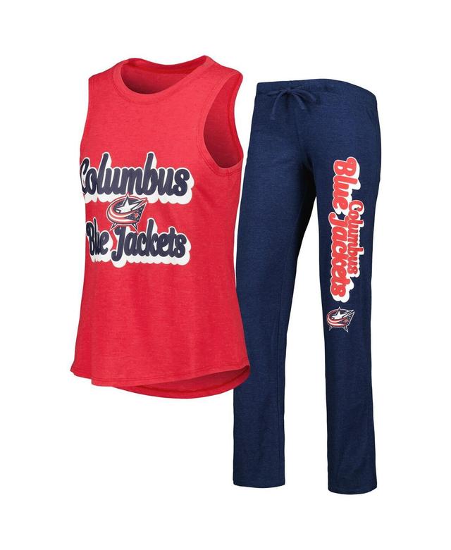 Womens Concepts Sport Heather /Heather Navy Columbus Blue Jackets Meter Muscle Tank Top & Pants Sleep Set Product Image