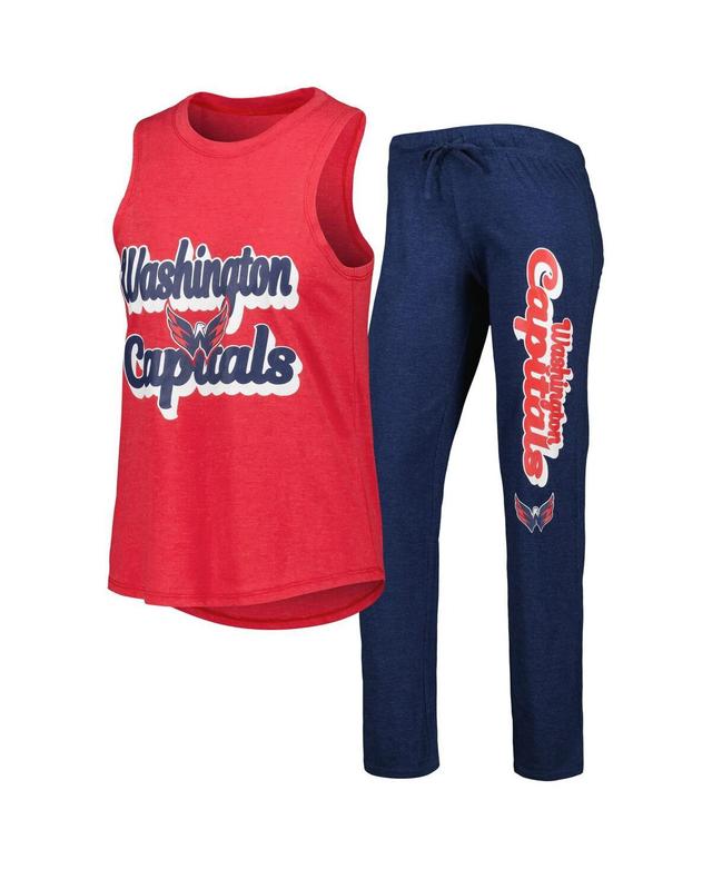 Womens Concepts Sport Heather Red/Heather Navy Washington Capitals Meter Muscle Tank Top & Pants Sleep Set Product Image