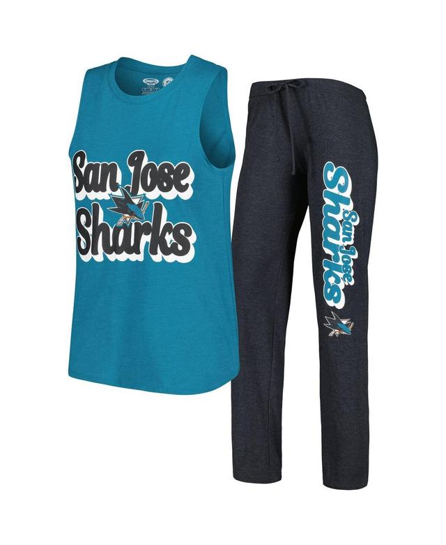 Womens Concepts Sport Teal/Black San Jose Sharks Meter Muscle Tank Top & Pants Sleep Set Product Image