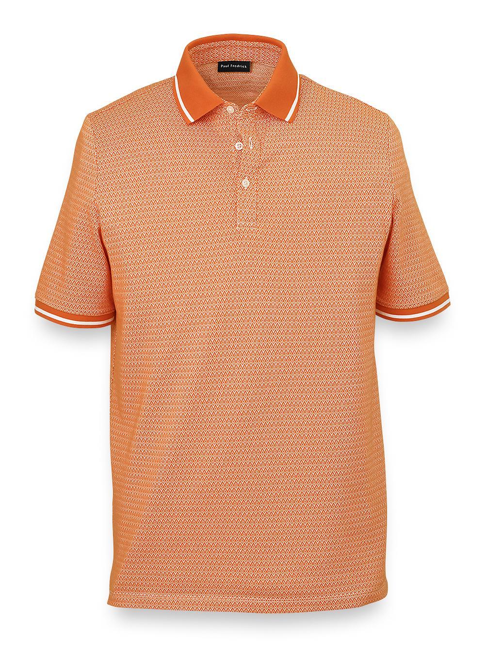 Cotton Blend Three Button Polo - Orange Product Image