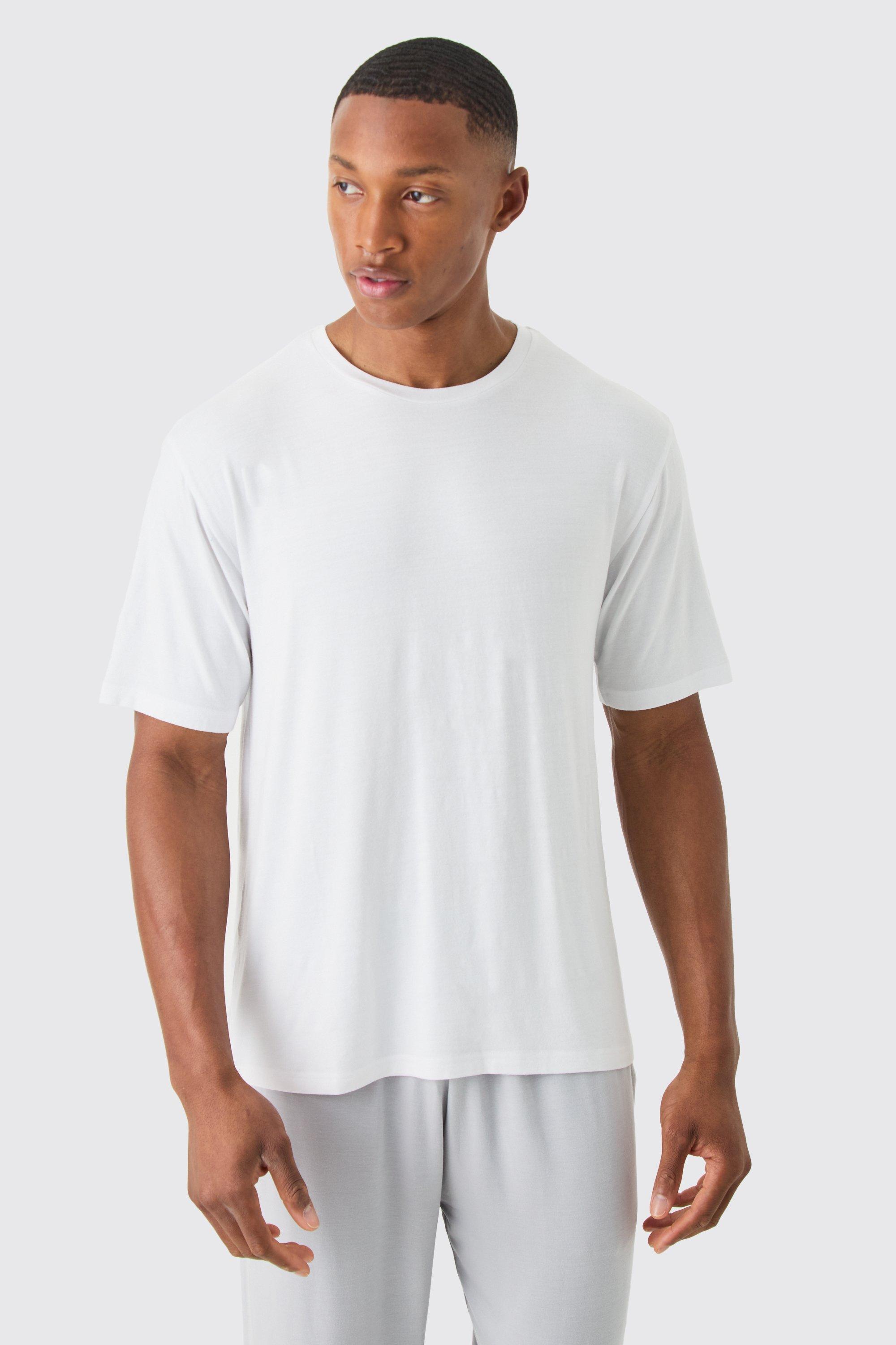 Mens White Premium Modal Mix Lounge T-shirt, White Product Image