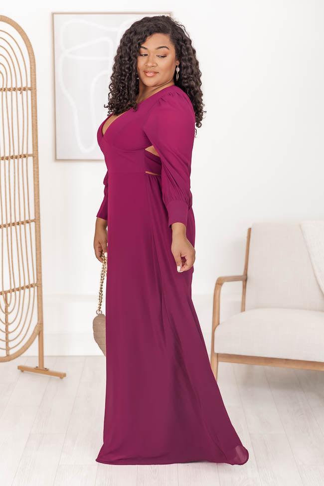 I Choose You Wine Open Back Maxi Dress FINAL SALE Product Image