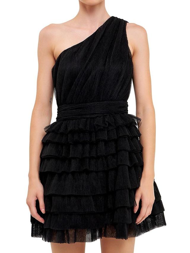 Womens Tiered Tulle Mini Dress Product Image