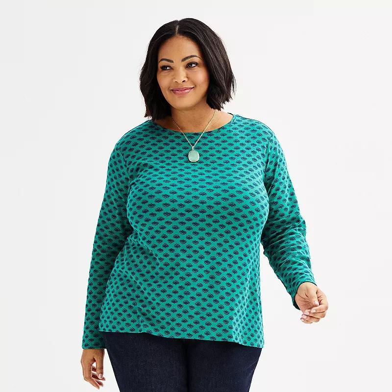 Plus Size Croft & Barrow Essential Crewneck Long Sleeve Tee, Womens Product Image