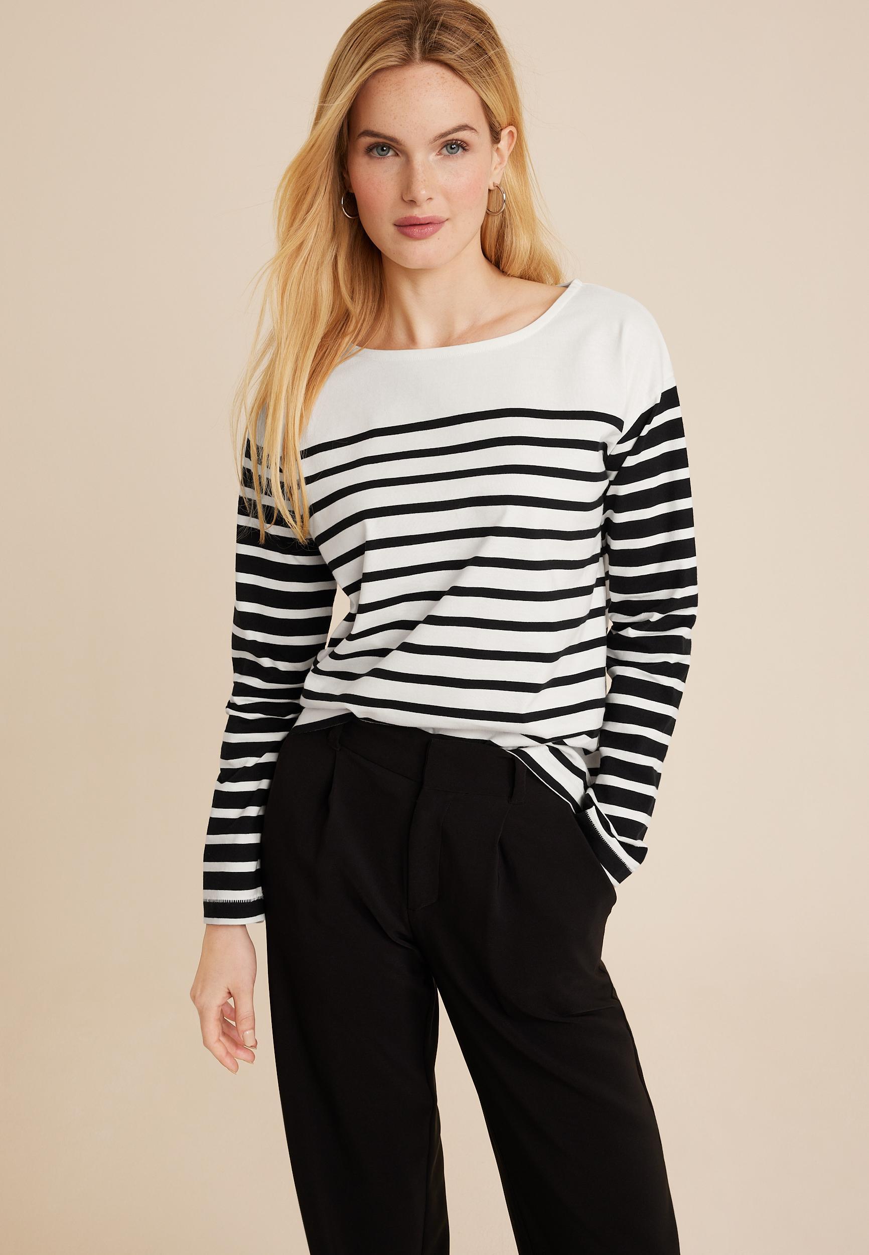 Maurices Womens X Small Size Marina Striped Mixer Tee Product Image