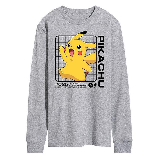 Mens Pokemon Pika Stats Long Sleeve Graphic Tee Product Image