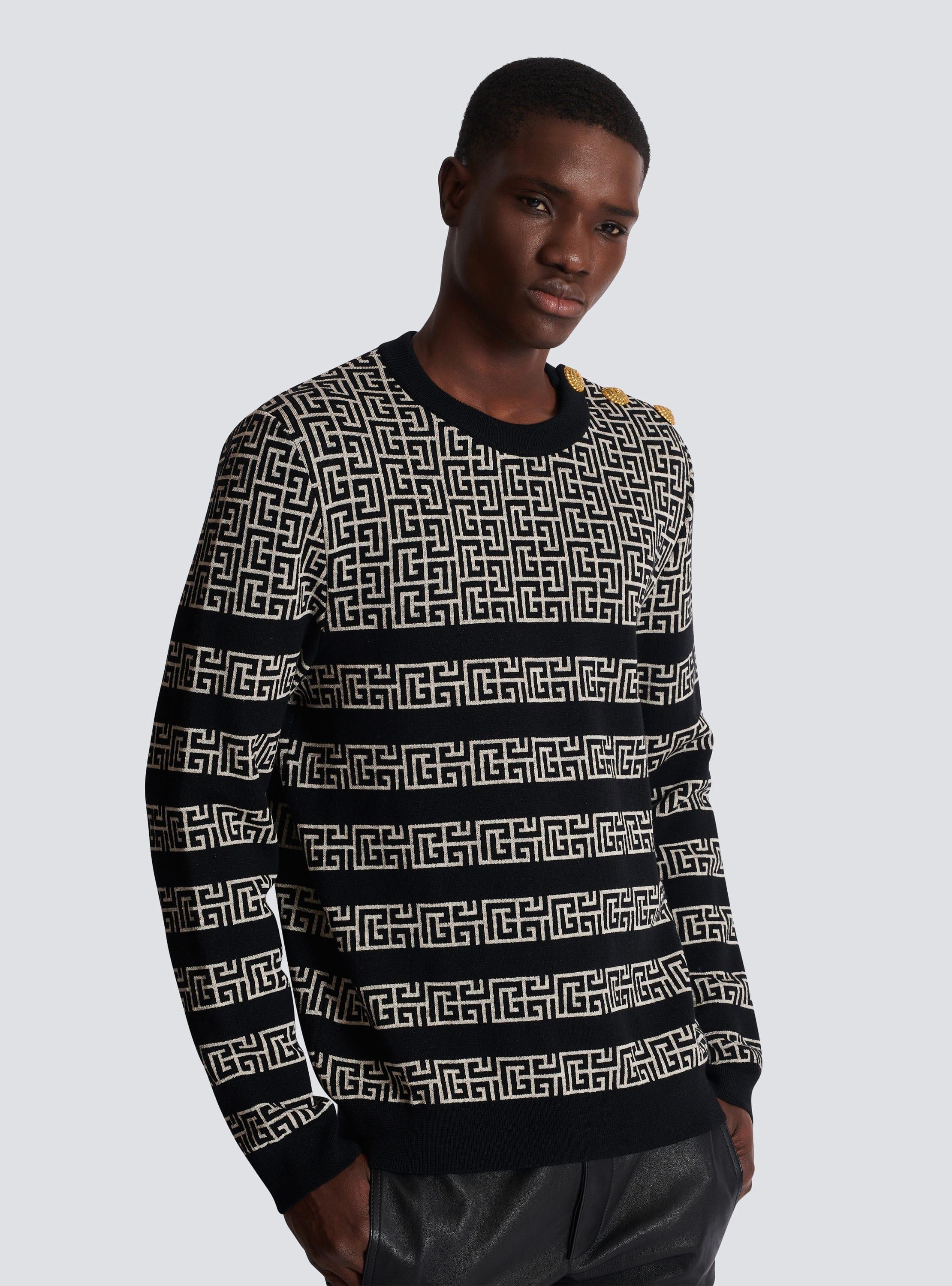 Striped PB Labyrinth wool and linen jumper Product Image