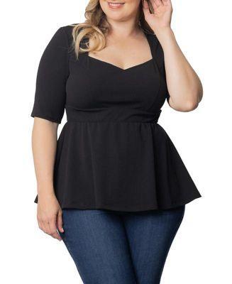 Plus Size Posh Peplum Top with Sweetheart Neckline Product Image