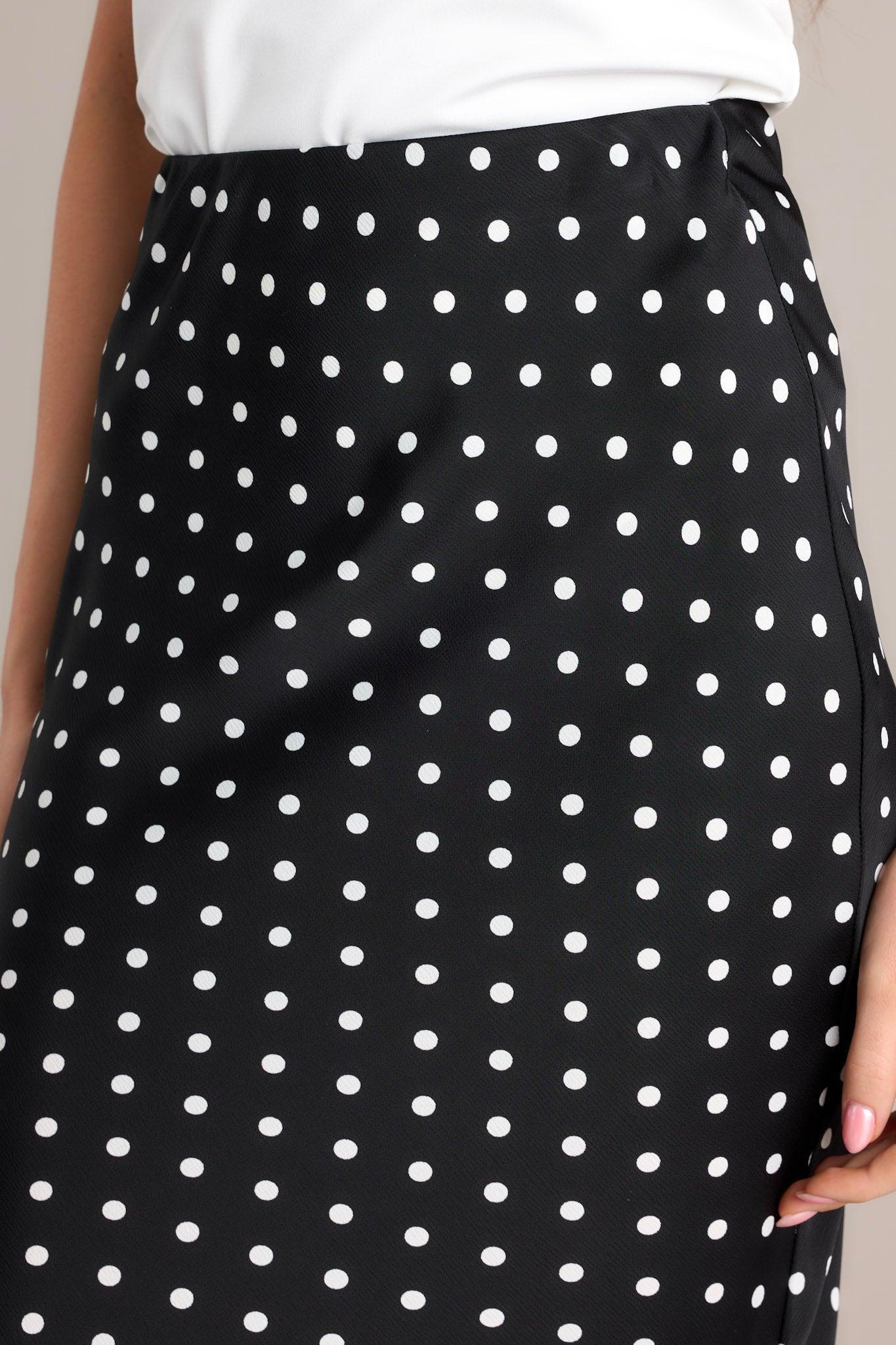 Speckled Splendor Black Polka Dot Midi Skirt Product Image