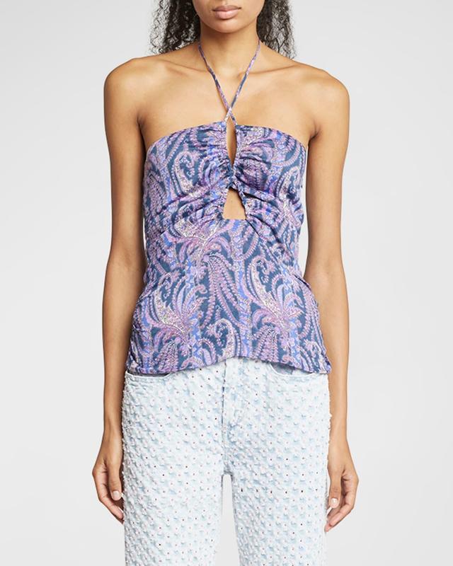 Women's Becki Printed Cotton Halter Top - Multi - FR 38 - Moda Operandi Product Image